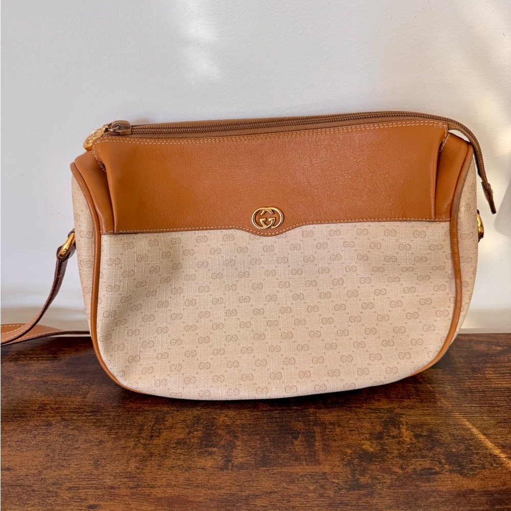 Gucci Brown and Cream Crossbody Bag